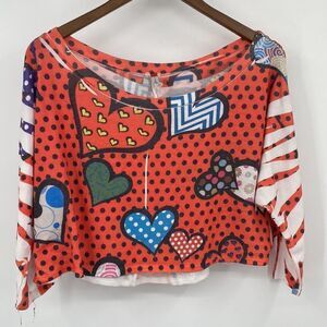 VOICE Cropped Red Heart Long Sleeved Cropped Sweater Large